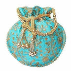 Ethnic Clutch Silk Potli Batwa Pouch Bag with Metal Bead work Gift For Women - Distacart