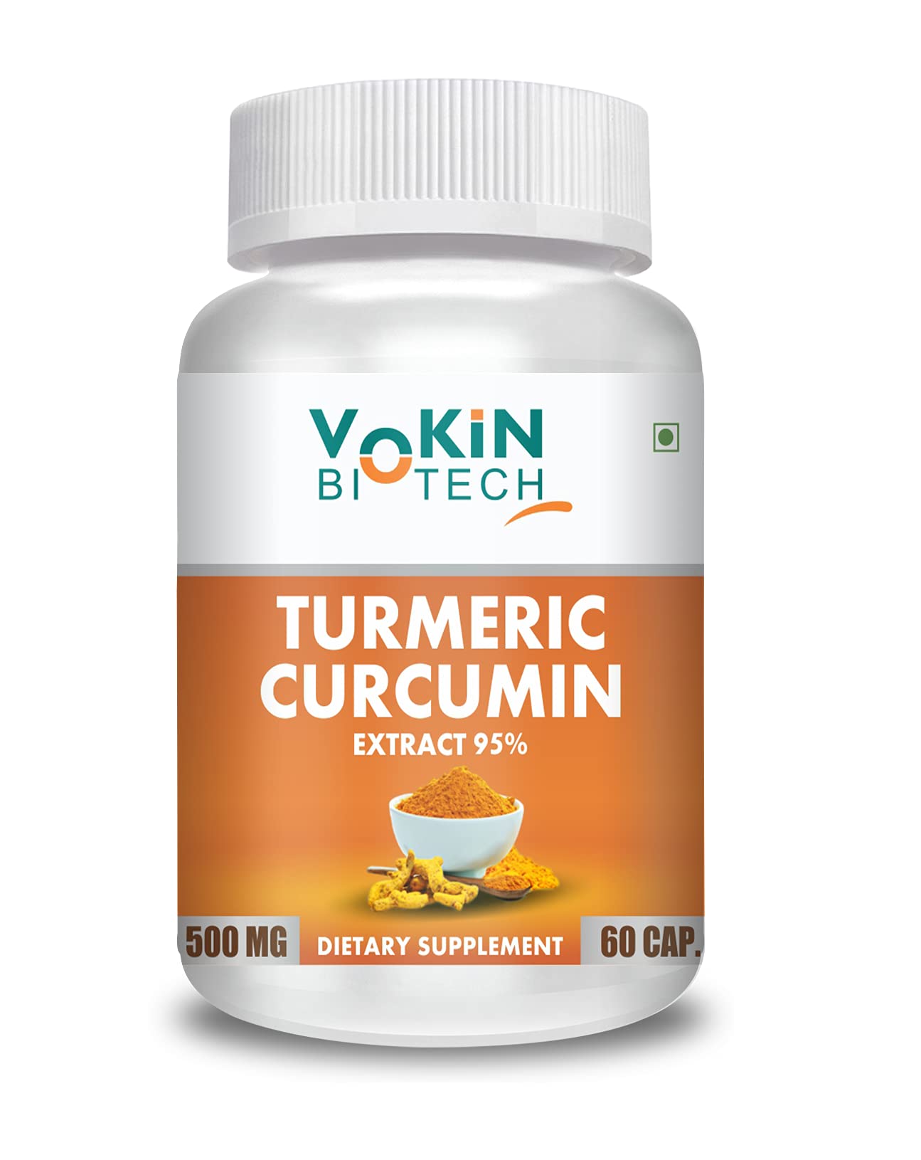 Vokin Biotech Natural Turmeric Curcumin Extract 95%(Curcuminiod) With Piperine Capsules 500Mg