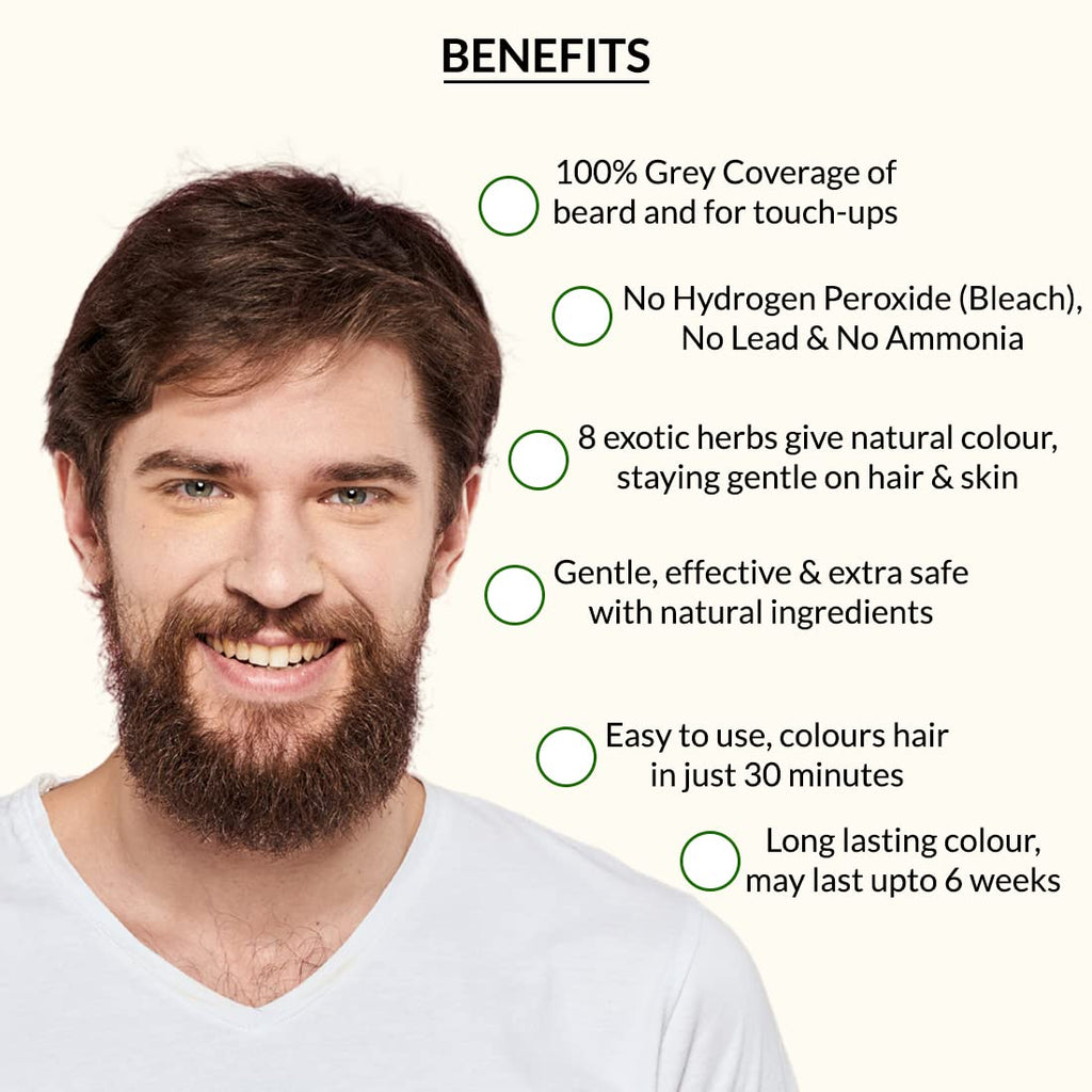Indus Valley Natural Damage Free Men Mustache & Beard Color for Gray Hair Black