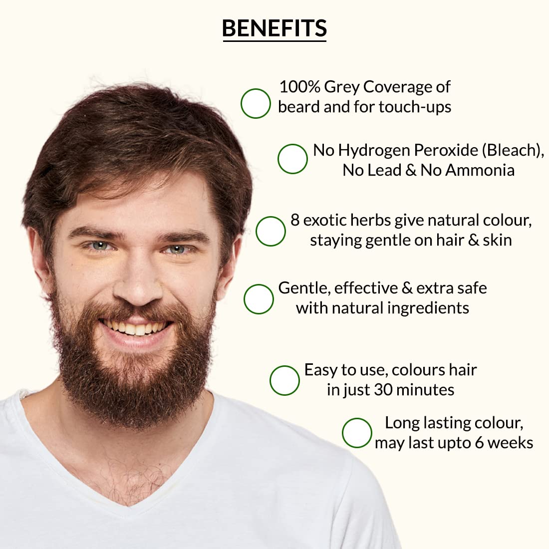 Indus Valley Natural Damage Free Men Mustache & Beard Color for Gray Hair Black