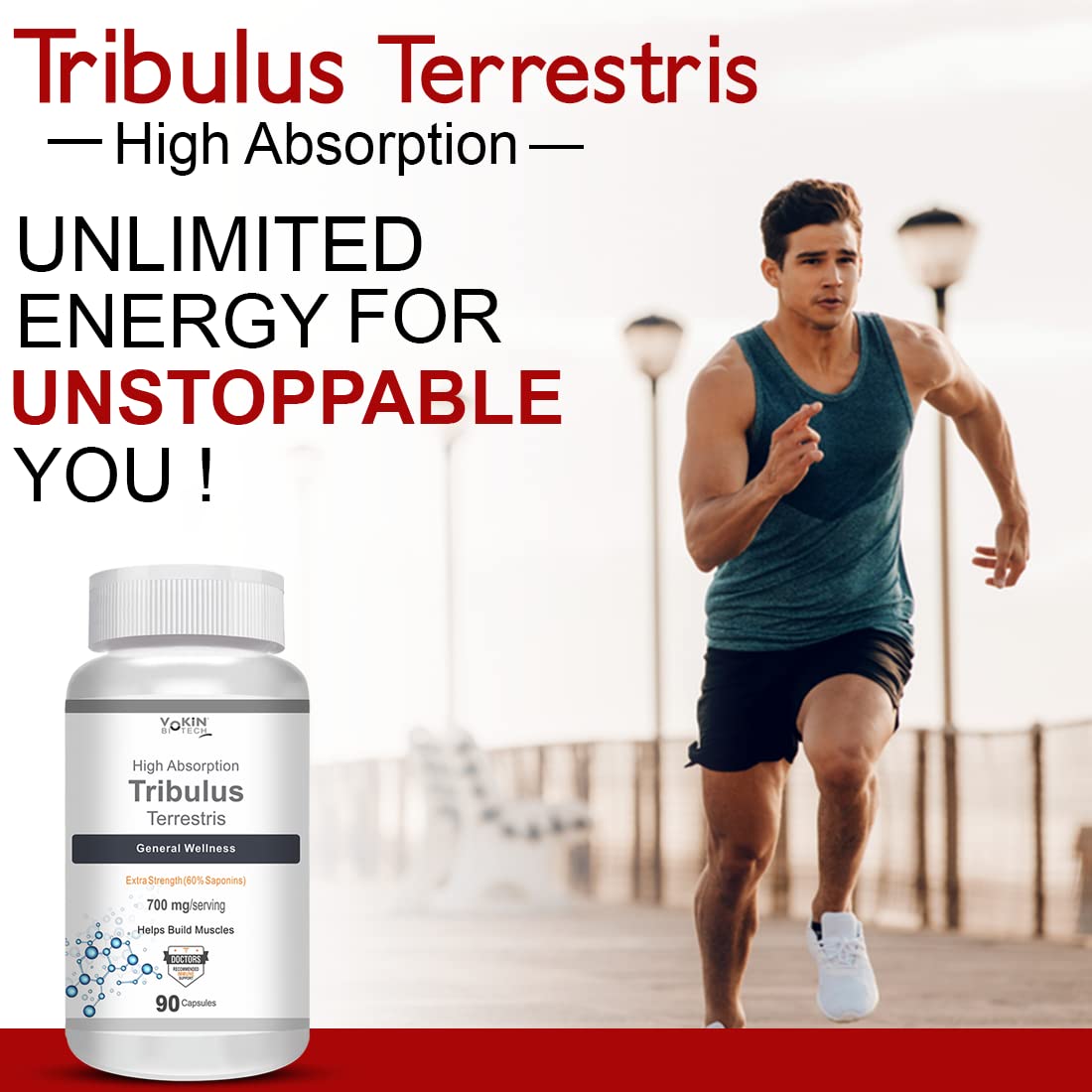 Vokin Biotech Tribulus Terrestris 700mg Energy, Performance & Stamina Veg Capsules
