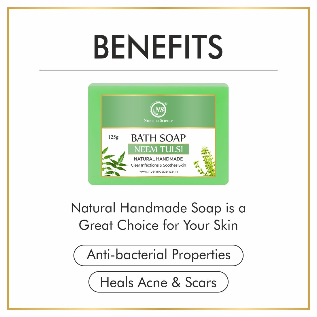 Nuerma Science Neem Tulsi Bath Soap | Purifies & Soothes Skin - Distacart
