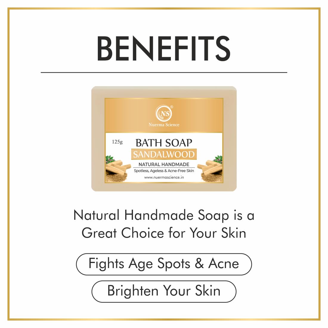 Nuerma Science Sandalwood Bath Soap | Spotless, Ageless & Acne-Free Skin - Distacart