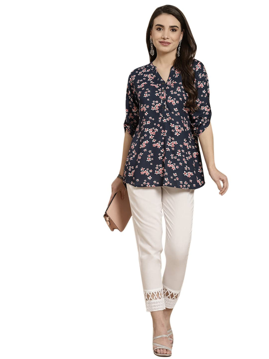 Juniper Women's White Solid Rayon Ankle-Length Slim Fit Pants