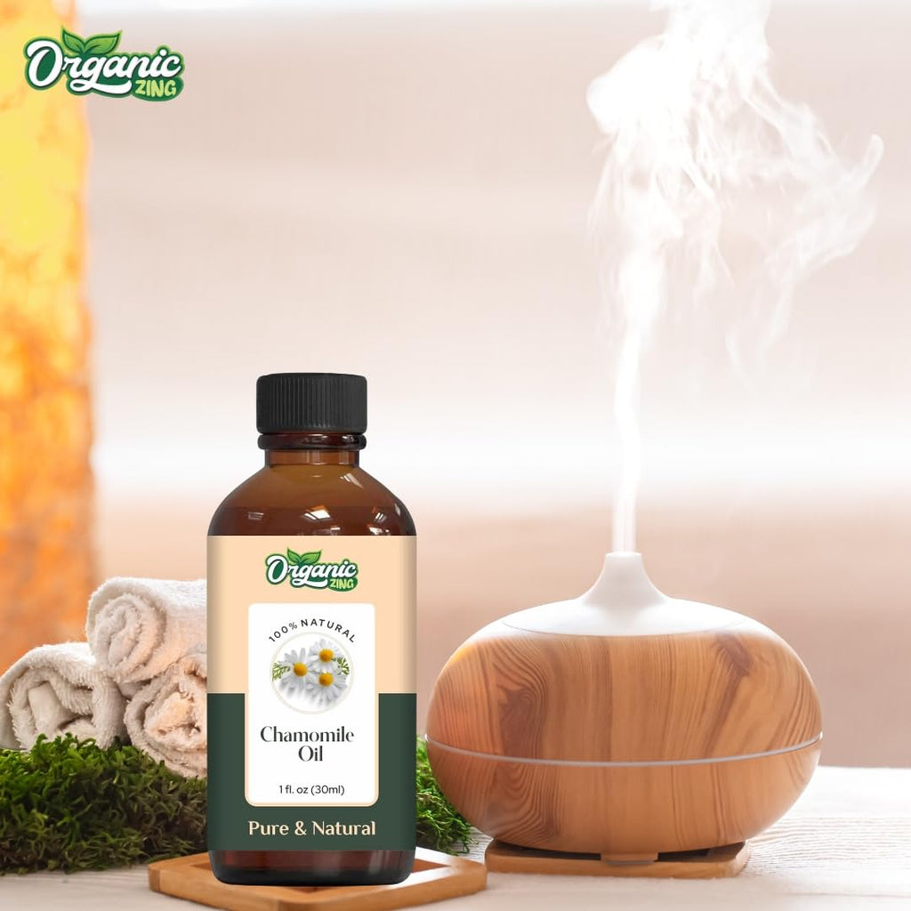 ORGANIC ZING Chamomile (Matricaria chamomilla) Oil | Pure & Natural Essential Oil for Skincare, Hair Care, Aroma & Diffuser