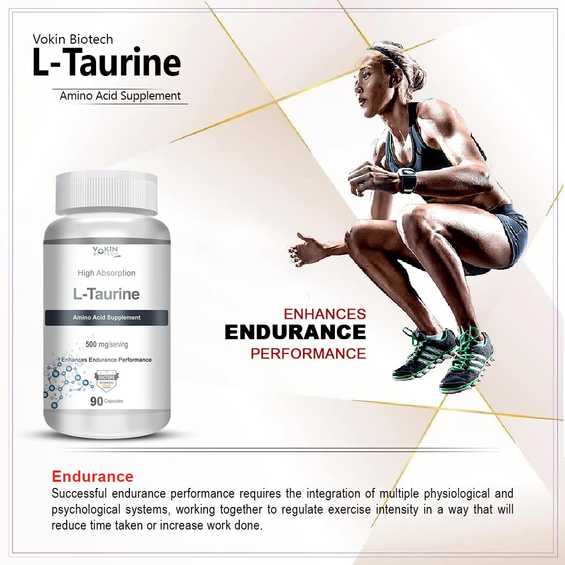 Vokin biotech L-Taurine - Amino Acid Supplement - 500mg