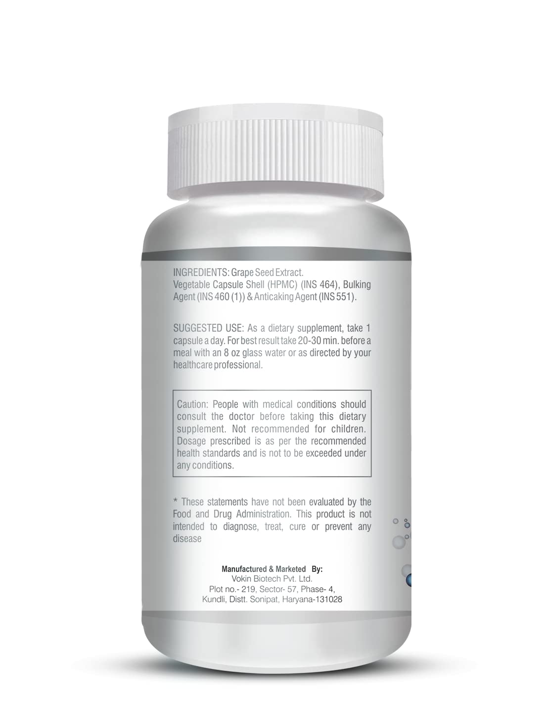 Vokin Biotech Grape Seed Extract | 500 mg | 95% Polyphenols | Support Heart Health