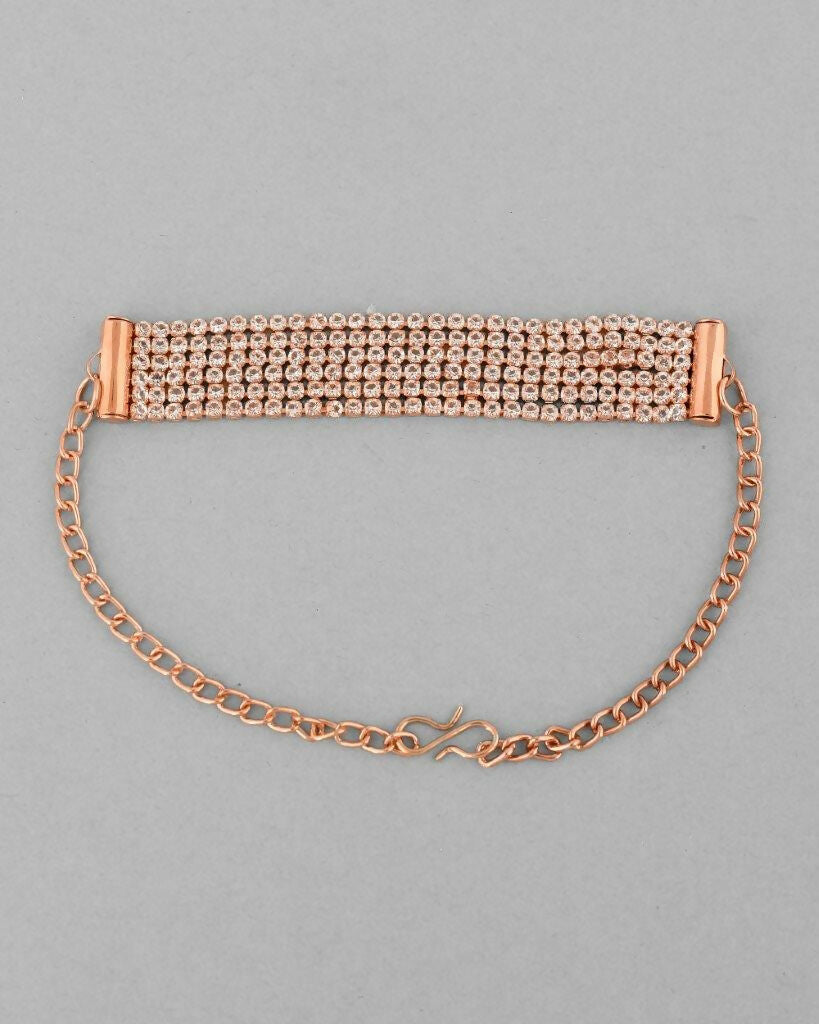 VOJ Gold Plated AD Studded Multi Layar Charm Bracelet - Distacart