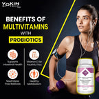 Vokin Biotech Multivitamin with Probiotics, With Vitamin C, Vitamin B, Vitamin D, Zinc, Supports Immunity and Gut health, For (Multivitamin For Women)