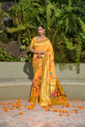 Jyoti Fashion Women's Yellow Paithani Silk Zari Woven Saree with Blouse