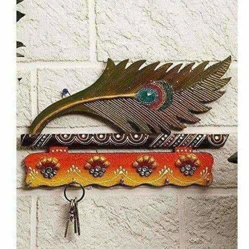 Jaipur Crafts Beautiful MorPankhi Wooden Key Holder