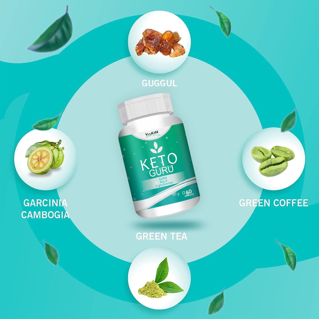 Vokin Biotech Keto Guru 60 Tablets Supplement for Weight Management, Fat Burner, Appetite Suppressant-