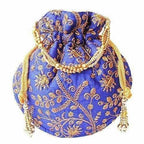 Ethnic Clutch Silk Potli Batwa Pouch Bag with Metal Bead work Gift For Women - Distacart