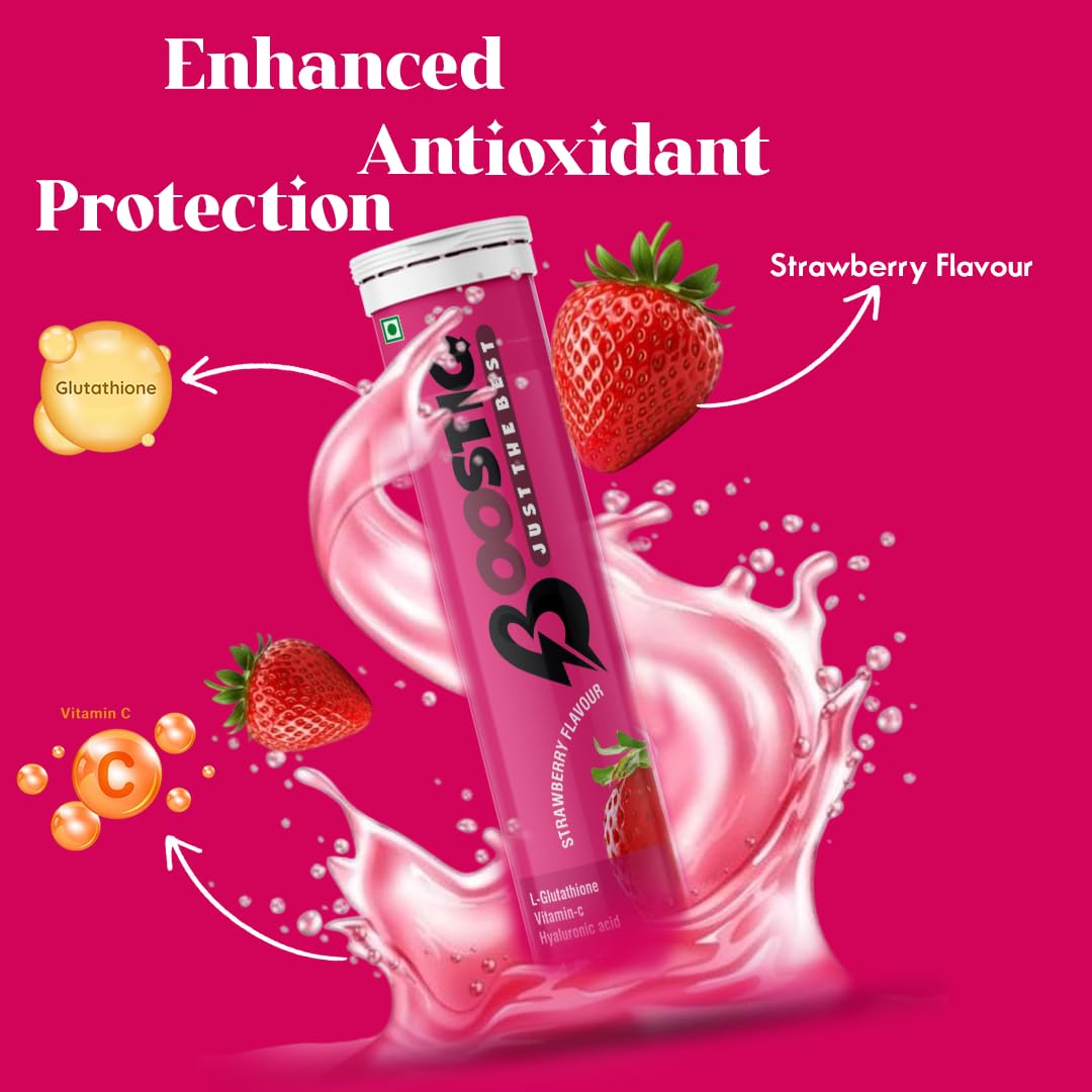 BOOSTIQ Glutathione Vitamin C Effervescent Tablets - Strawberry Flavour