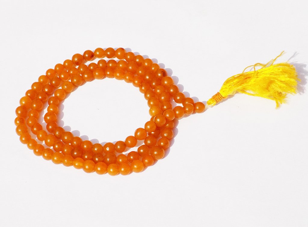 Kannssky Orange Hakik (Agate) Mala - Hindu Buddhist Prayer Beads