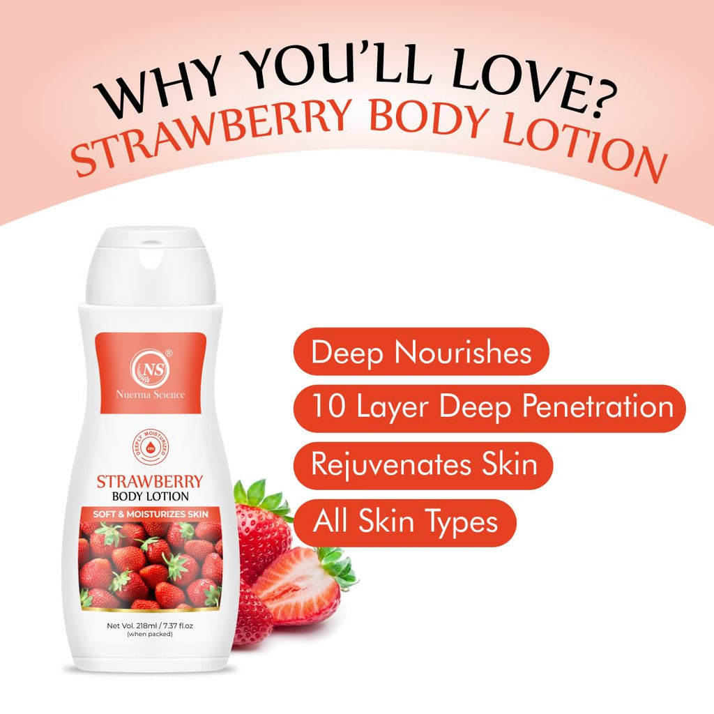 Nuerma Science Strawberry Body Lotion for Deep Skin Hydration & Moisturization