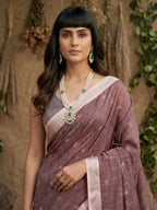 Shree Shyam Fashion Purple Linen Cotton Saree - Distacart