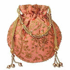 Ethnic Clutch Silk Potli Batwa Pouch Bag with Metal Bead work Gift For Women - Distacart