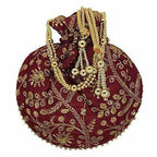 Ethnic Clutch Silk Potli Batwa Pouch Bag with Metal Bead work Gift For Women - Distacart