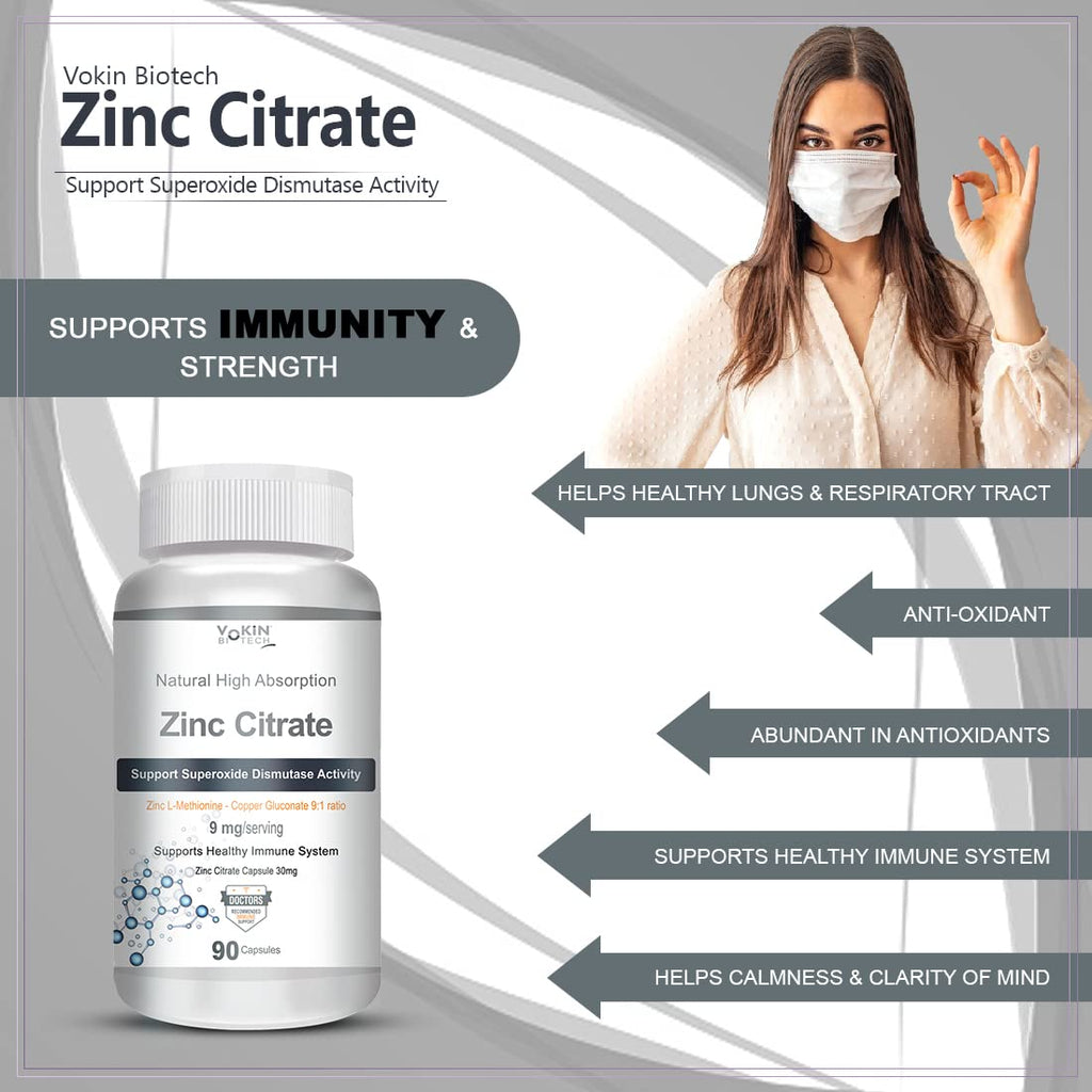 Vokin Biotech Zinc Citrate Supports Healthy Immune system Capsules