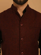 Even Apparels Pure Wool Nehru Jacket - Maroon