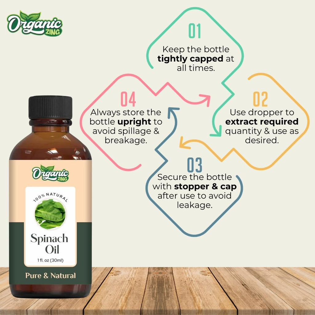 Organic Zing Spinach (Spinacia Oleracea) Oil | Pure & Natural Essential Oil for Aroma, Diffusers, Skincare & Haircare