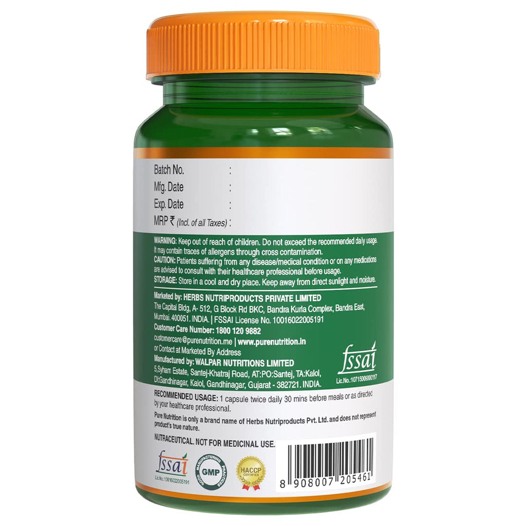 Pure Nutrition Apple Cider Vinegar with Wheat Grass & Spirulina Veg Capsules - Distacart