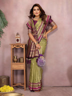 Aastha Fashion Mehndi Kalamkari Silk Weaving Saree - Distacart