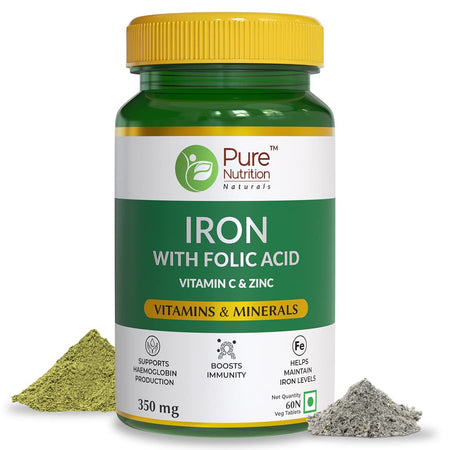 Pure Nutrition Iron Folic Acid with Zinc & Vitamin C Tablets