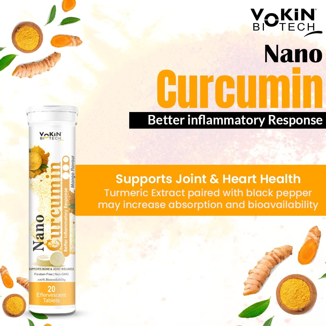 Vokin Biotech Natural Turmeric Curcumin Extract Tablets