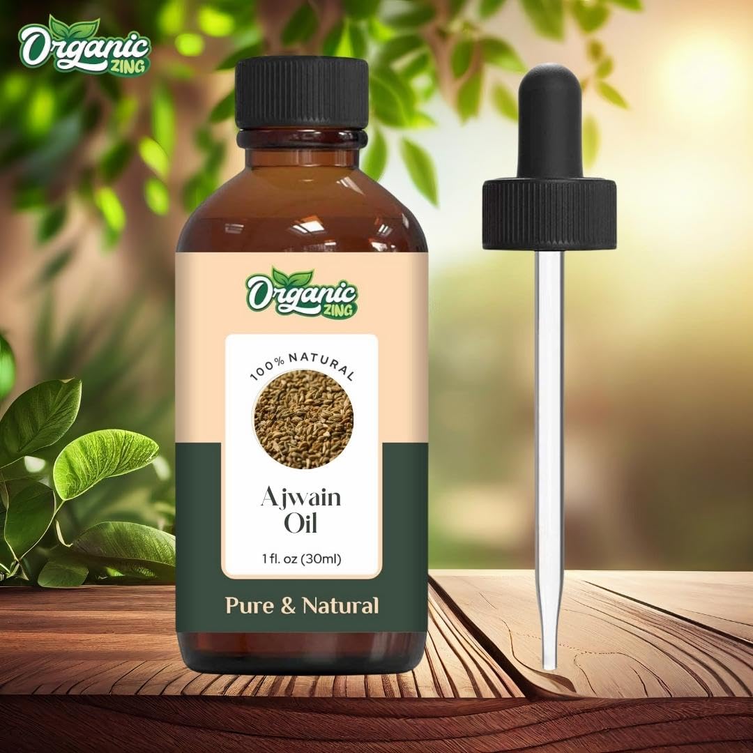 Organic Zing Ajwain (Trachyspermum Ammi) Oil | Pure & Natural Essential Oil for Skincare, Hair Care & Massage