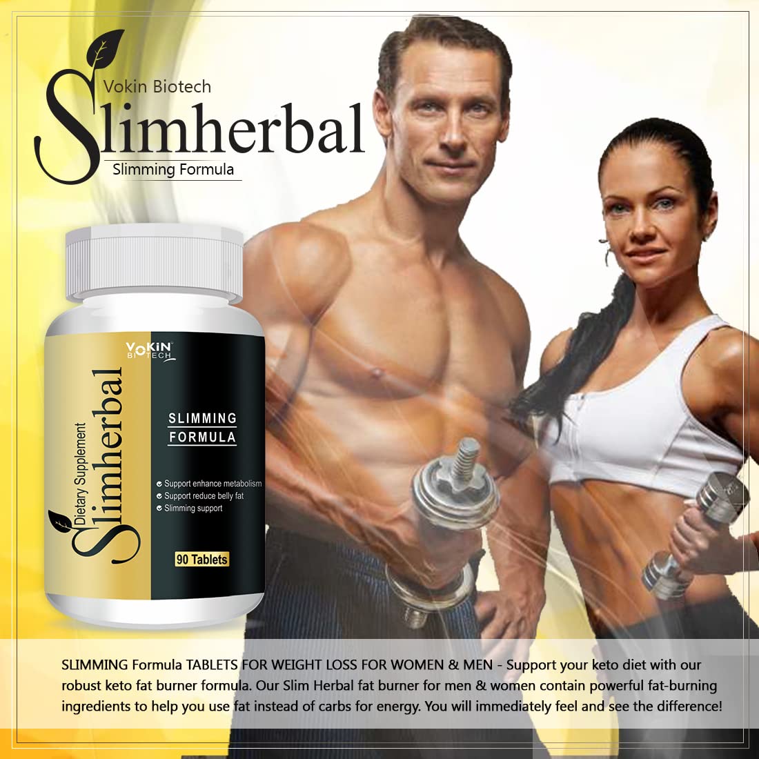 Vokin Biotech Slimherbal Tablets Support Reduce Belly Fat for Men & Women