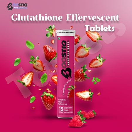BOOSTIQ Glutathione Vitamin C Effervescent Tablets - Strawberry Flavour