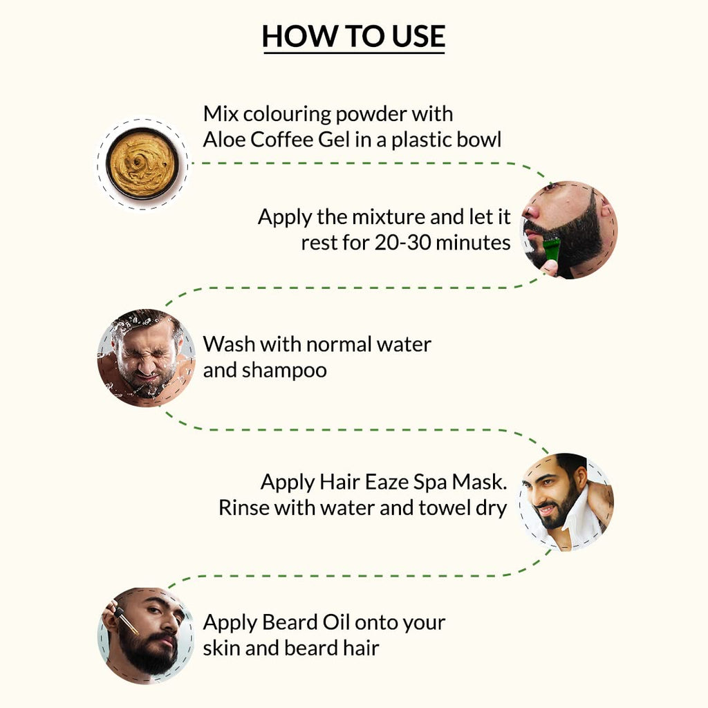 Indus Valley Natural Damage Free Men Mustache & Beard Color for Gray Hair Black