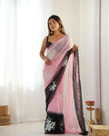 Georgette Pedding Color, Embroidery Work Party Wear Pink Saree - Erisha