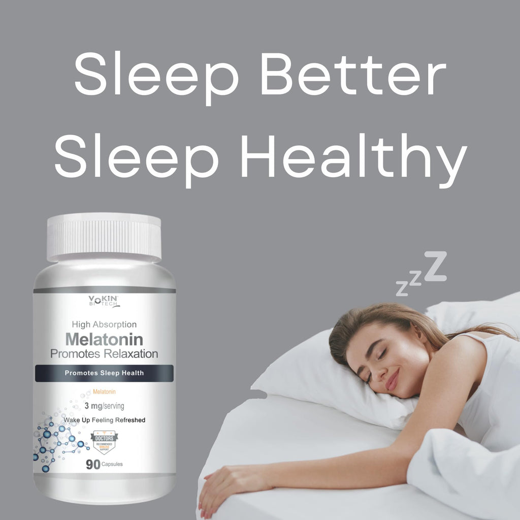 Vokin Biotech Melatonin 3mg Healthy Sleep Cycle | Helps Stress & Anxiety Relief | Improve Concentration