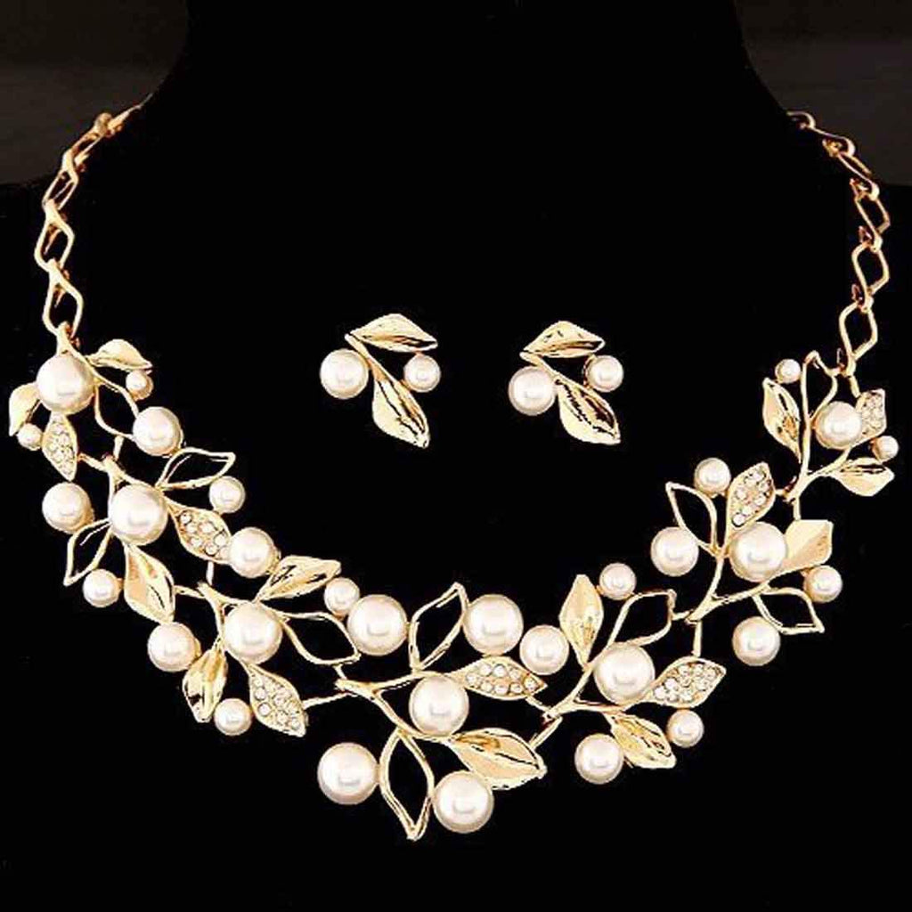 Gold-Toned Alloy Pearl Studded Long Haar Necklace - The Pari