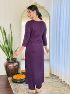 The52 Women's Rayon Embroidery work Straight Kurta with Pant and Dupatta Set - Distacart