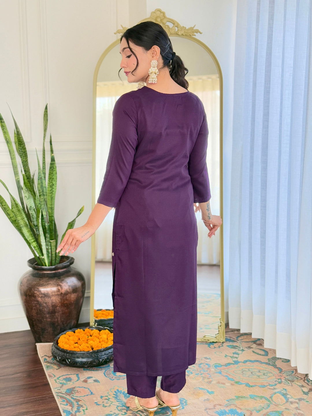 The52 Women's Rayon Embroidery work Straight Kurta with Pant and Dupatta Set - Distacart