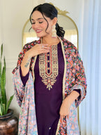 The52 Women's Rayon Embroidery work Straight Kurta with Pant and Dupatta Set - Distacart