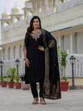 Pramukh Fab Black Color Roman Silk Kurta Set - Distacart
