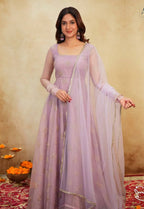 Yash Enterprise Light Peach Organza Party Wear Embroidery Suit Set - Distacart