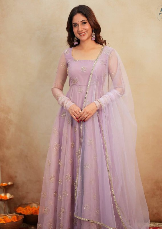 Yash Enterprise Light Peach Organza Party Wear Embroidery Suit Set - Distacart