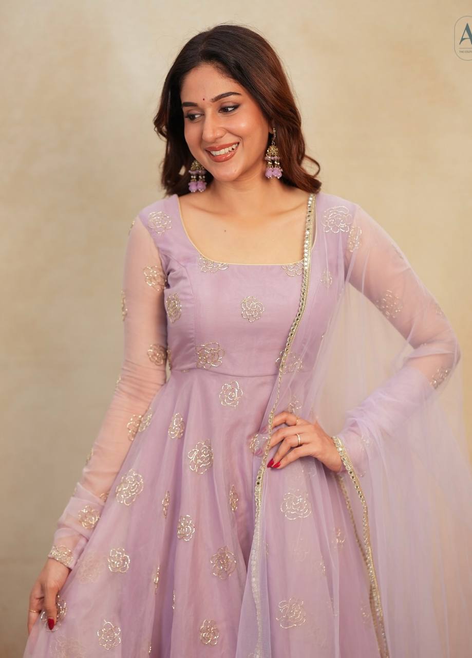 Yash Enterprise Light Peach Organza Party Wear Embroidery Suit Set - Distacart