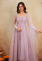 Yash Enterprise Light Peach Organza Party Wear Embroidery Suit Set - Distacart