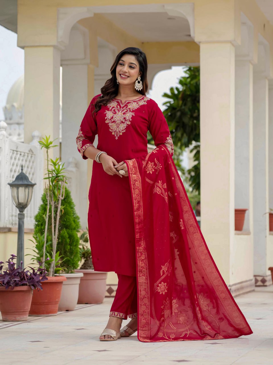 Pramukh Fab Rani Pink Color Roman Silk Kurta Set - Distacart
