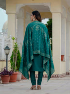 Pramukh Fab Teal Green Color Roman Silk Kurta Set - Distacart
