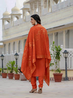 Pramukh Fab Orange Color Roman Silk Kurta Set - Distacart