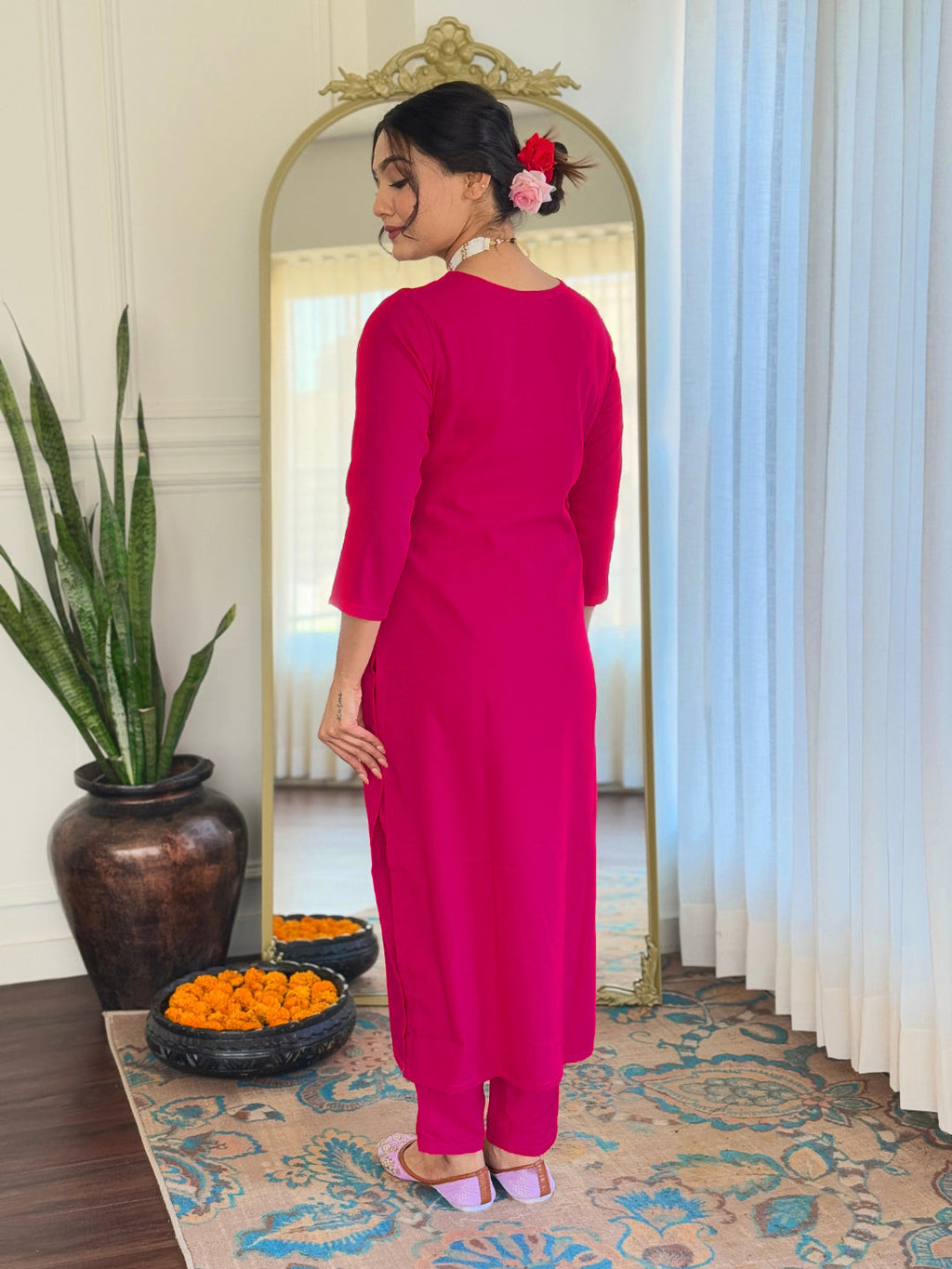 The52 Thread Work Rayon Fabric Straight Kurta, Pant and Dupatta Set - Distacart