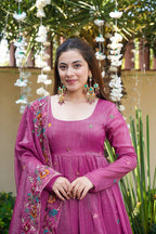 Yash Enterprise Dusty Rose Crunchy Silk Party Wear Embroidery Suit Set - Distacart